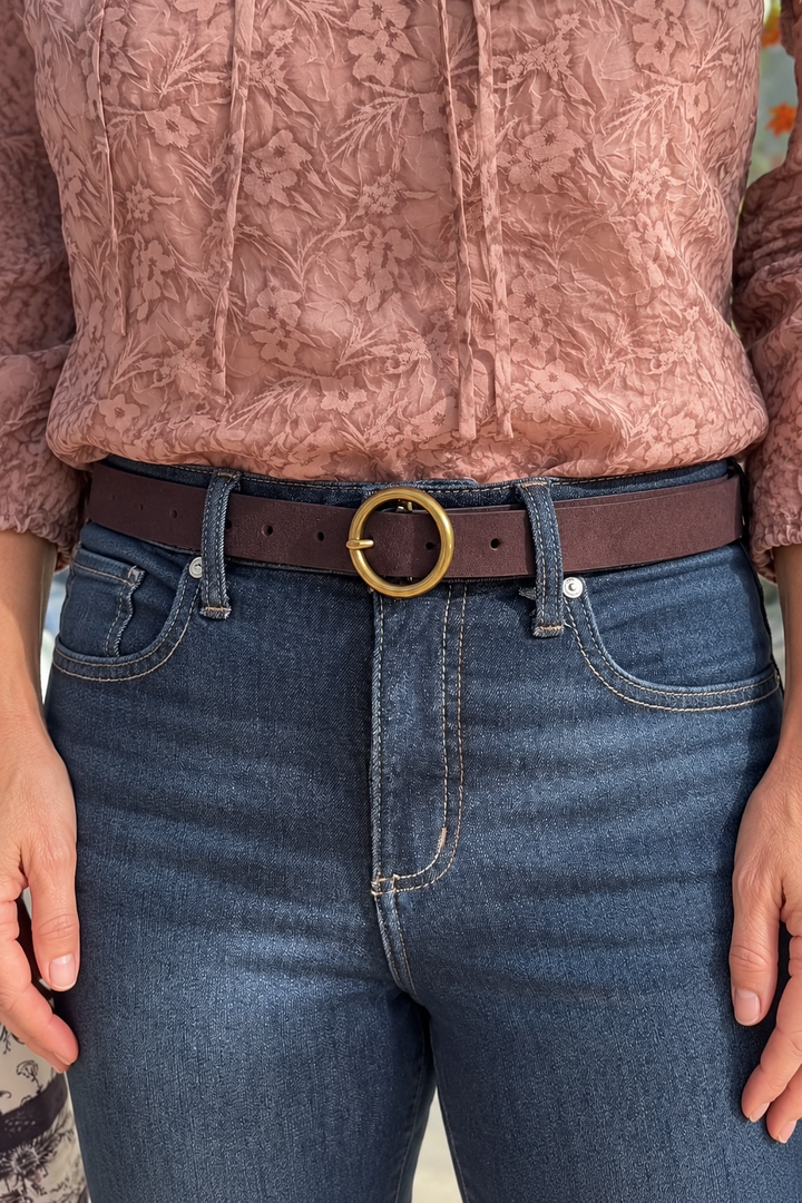 Most Wanted 1" Single Ring Belt (Chocolate Suede)