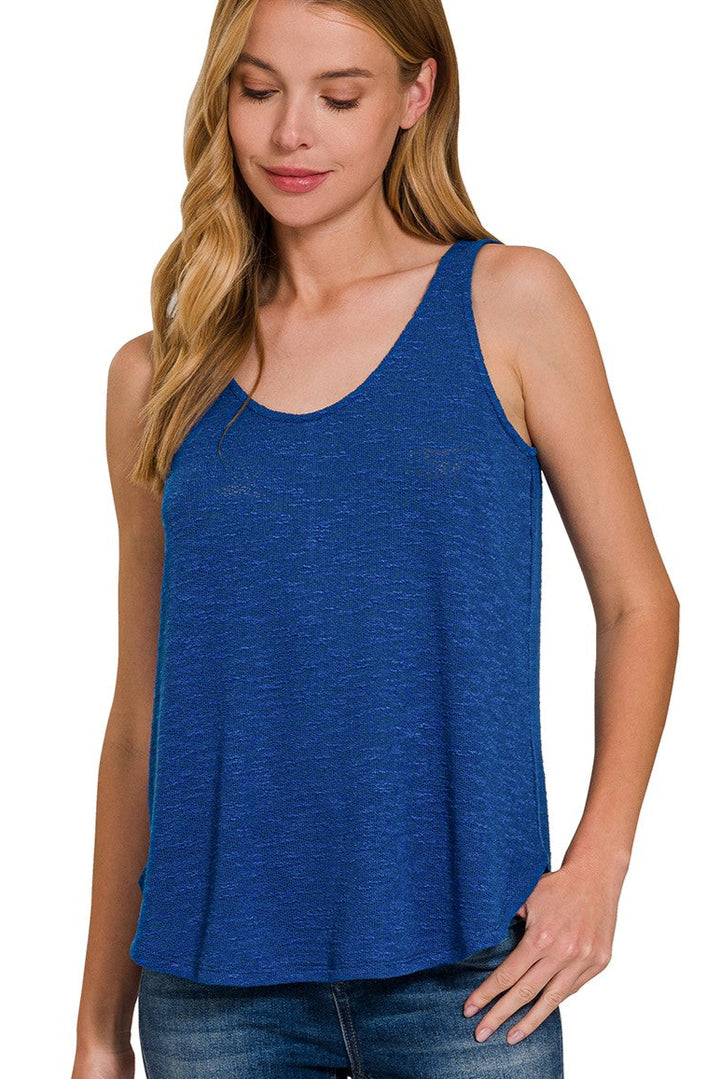 Zen Hacci Knit Scoop Tank (Navy)