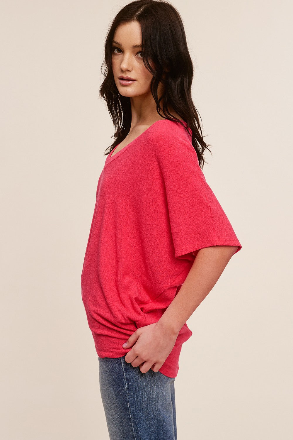 Jolie Slouchy Dolman Tee (Berry)