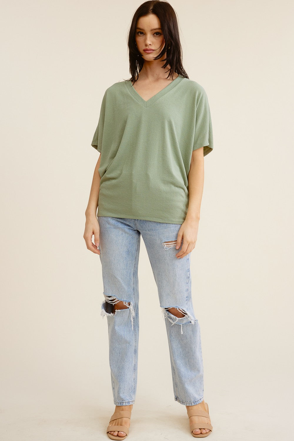 Jolie Slouchy Dolman Tee (Sage)