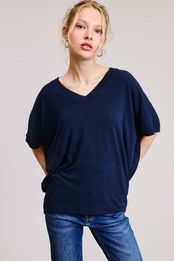 Jolie Slouchy Dolman Tee (Navy)