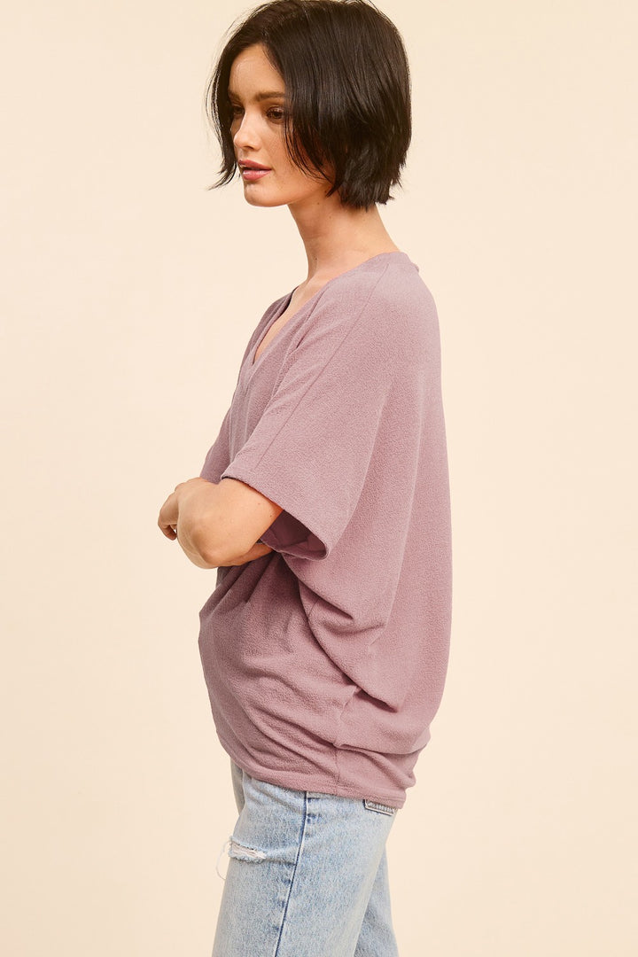 Jolie Slouchy Dolman Tee (Mauve)