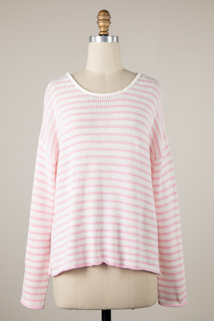 My Cozy Seraphina Striped Sweater (Blush Pink)