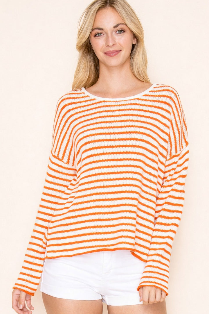 My Cozy Seraphina Striped Sweater (Orange)