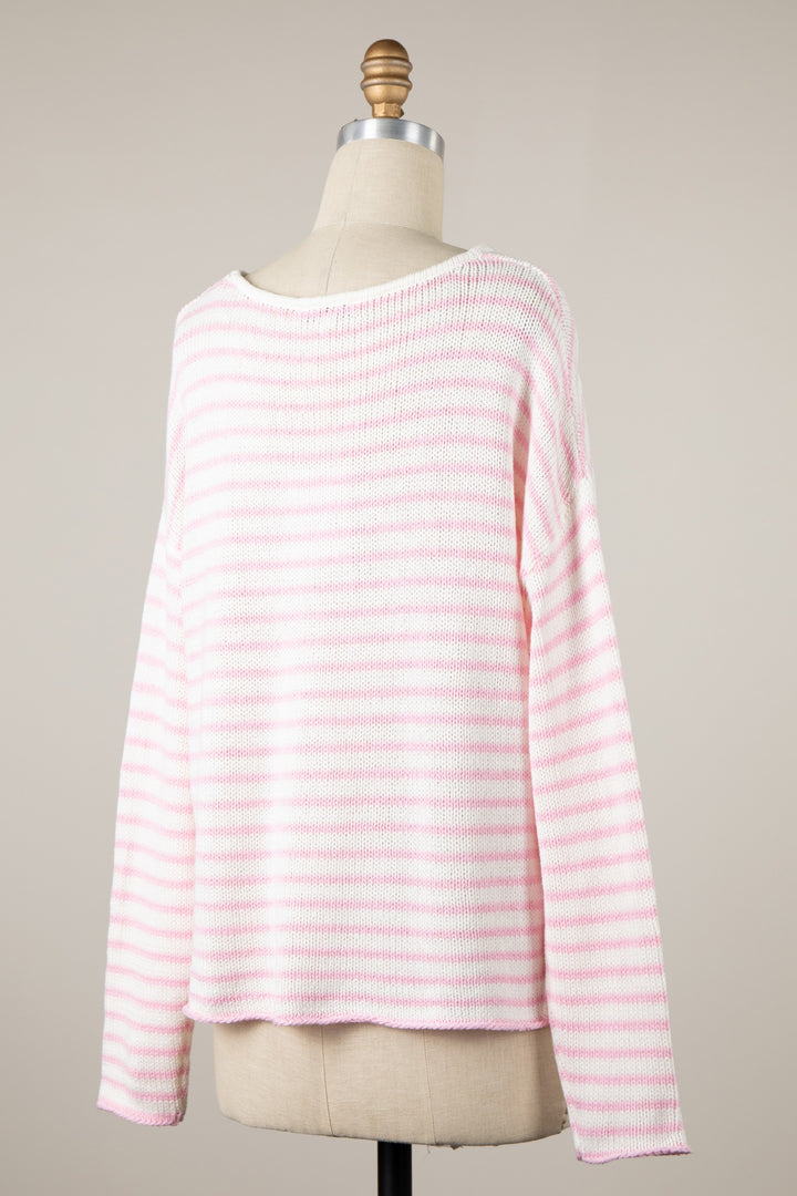 My Cozy Seraphina Striped Sweater (Blush Pink)