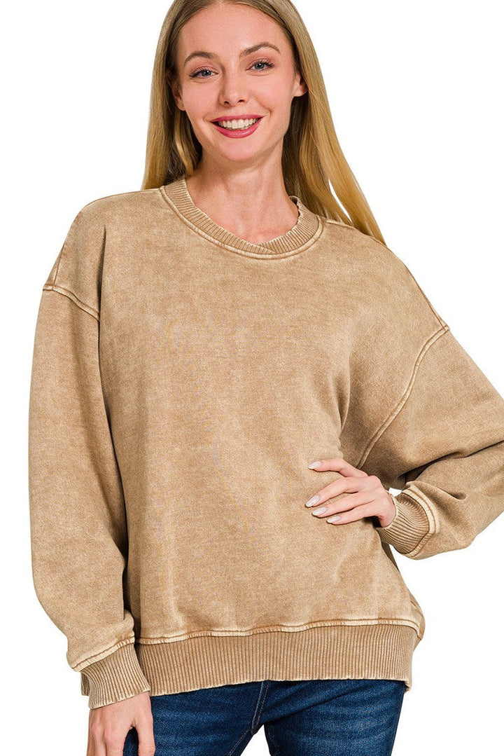 Zen Oversized Fleece Sweatshirt (Deep Camel)