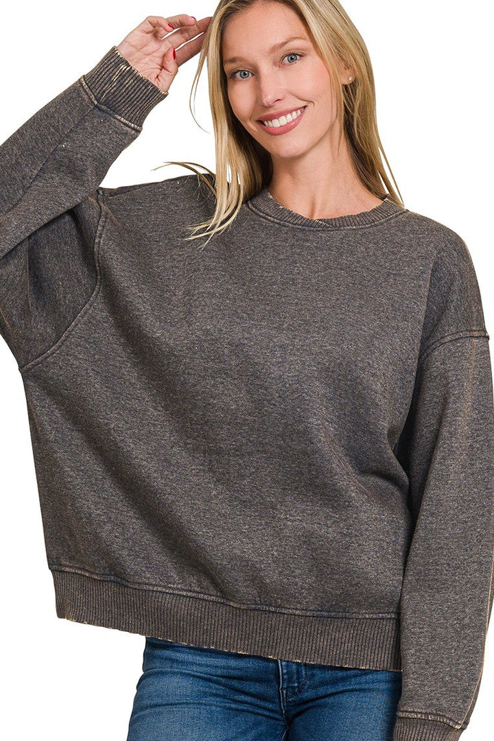 Zen Oversized Fleece Sweatshirt (Ash Black)