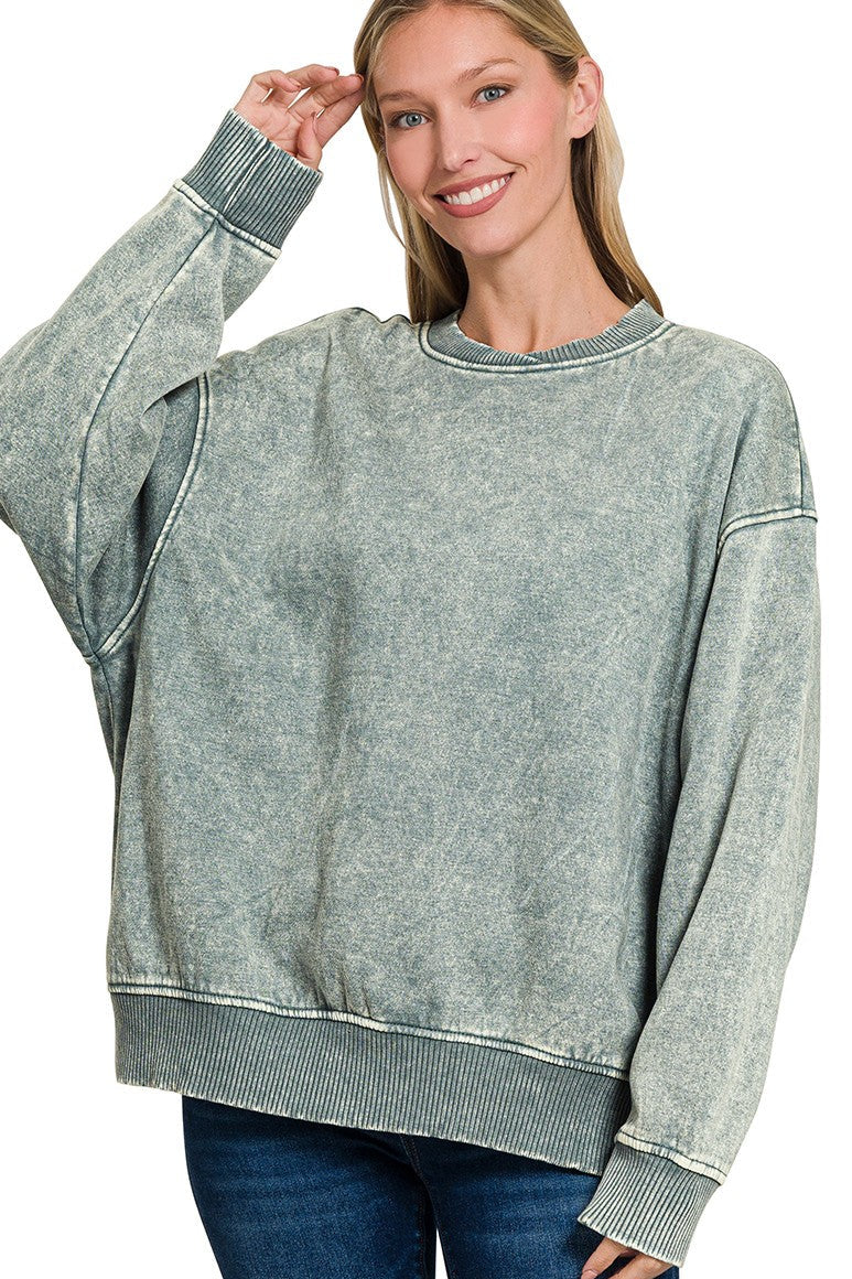 Zen Oversized Fleece Sweatshirt (Ash Jade)