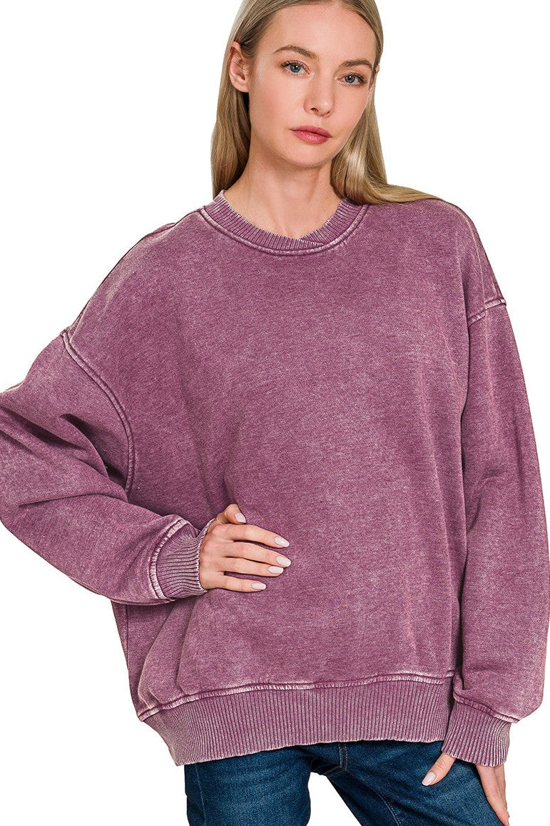 Zen Oversized Fleece Sweatshirt (Eggplant)