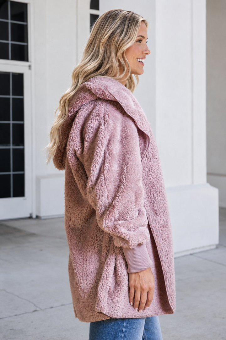 Teddy Bear Plush Cardigan (Dusty Lilac)