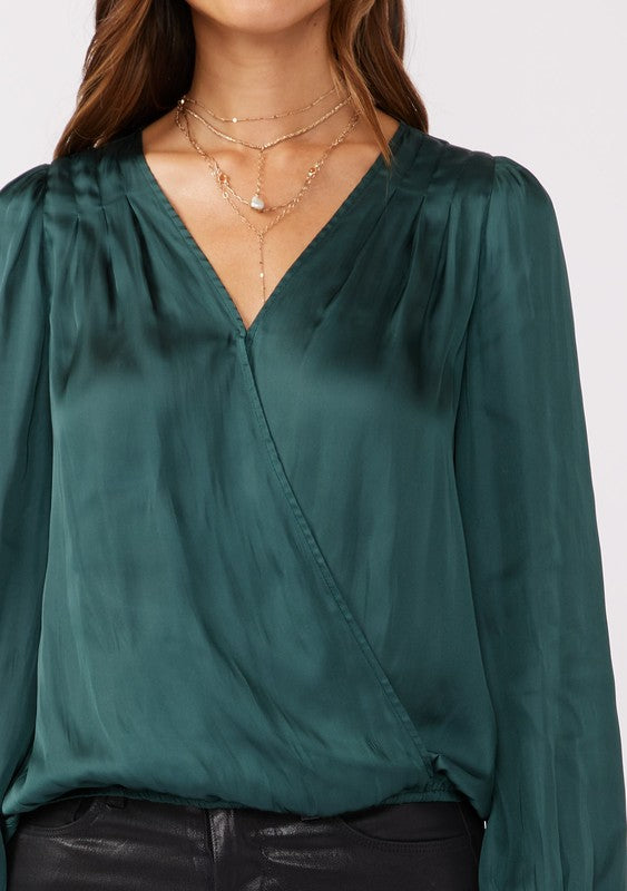 Lovestitch Satin Surplice Blouse (Teal)