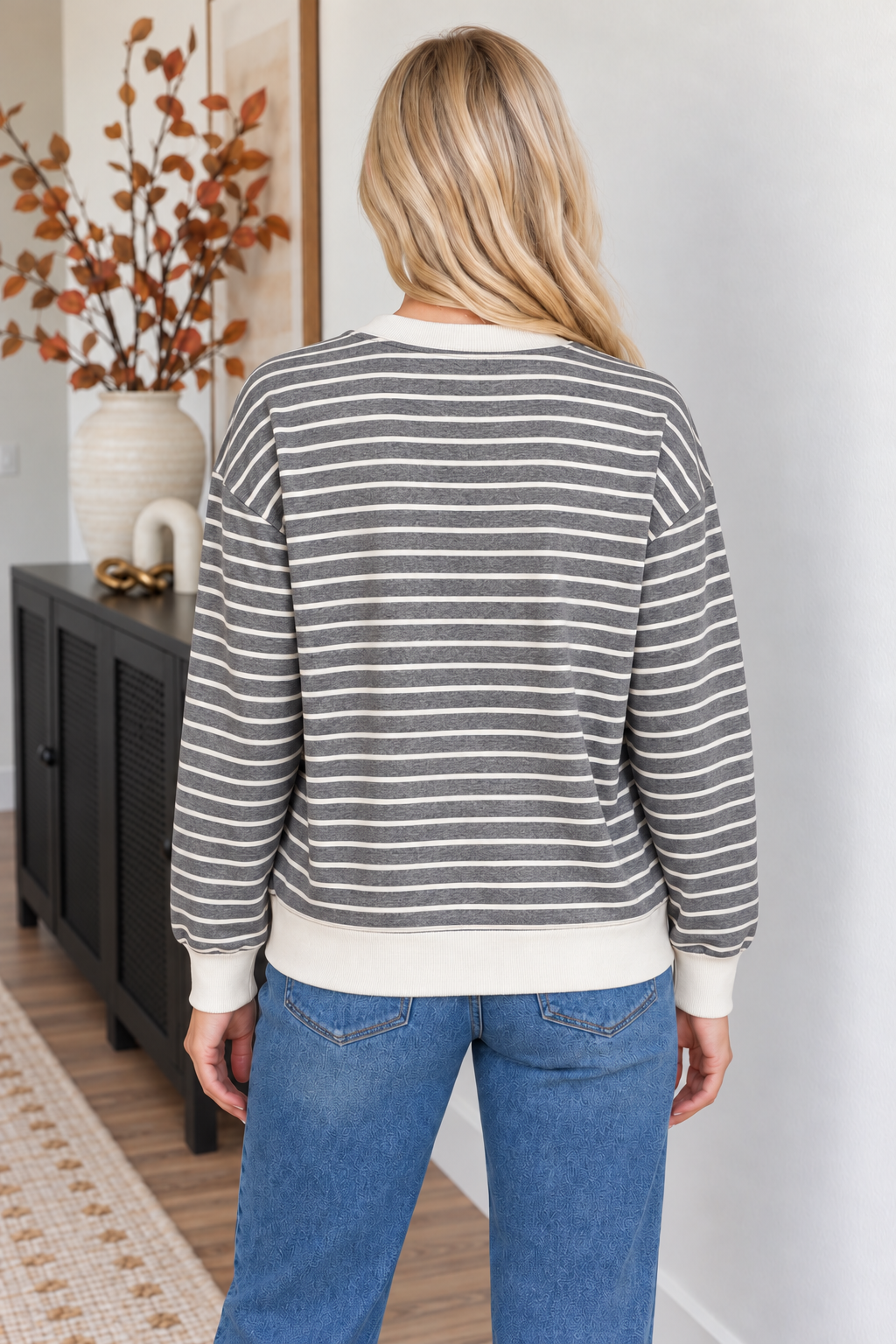 Zen Striped Crewneck (Charcoal)
