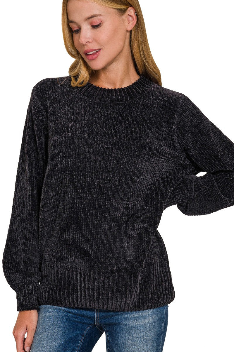 Zen Chenille Rib Sweater (Black)