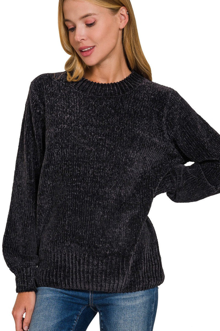 Zen Chenille Rib Sweater (Black)