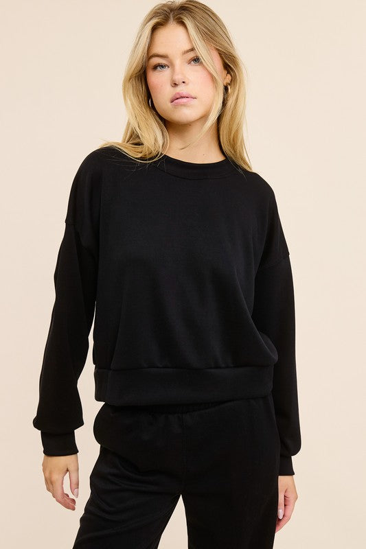 Jolie Scuba Crew Neck Pullover (Black)