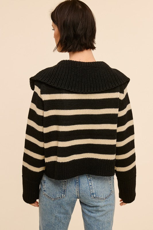 Jolie Knit Collared Sweater (Black)