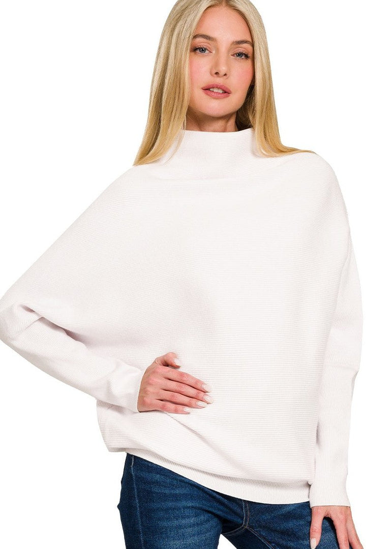 Zen Rib Dolman Sweater (Winter White)