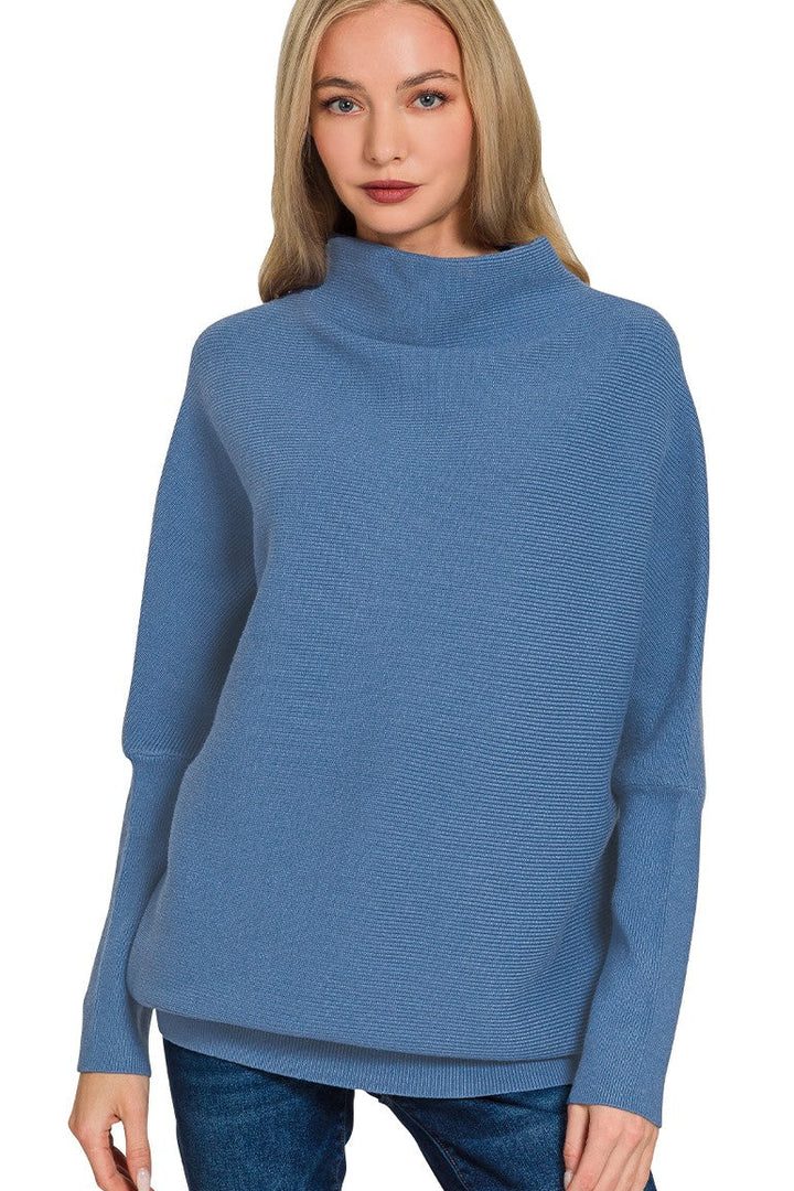 Zen Rib Dolman Sweater (Dusty Blue)