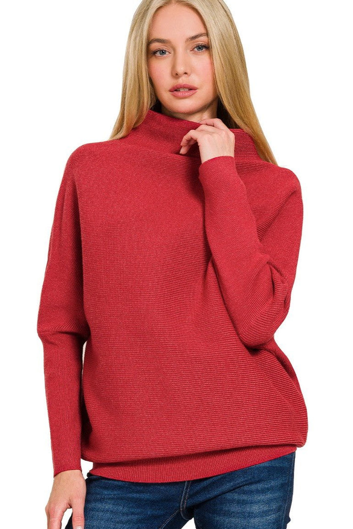 Zen Rib Dolman Sweater (Cranberry)