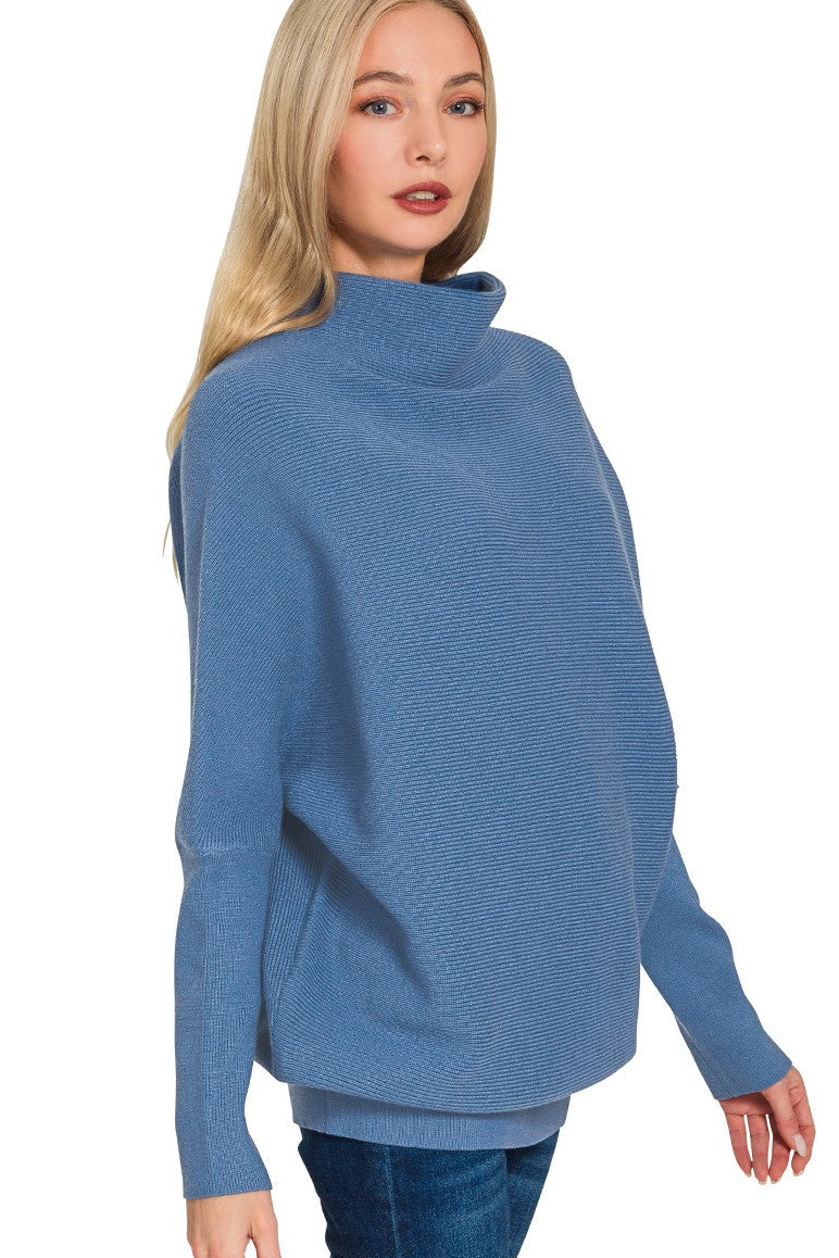 Zen Rib Dolman Sweater (Dusty Blue)