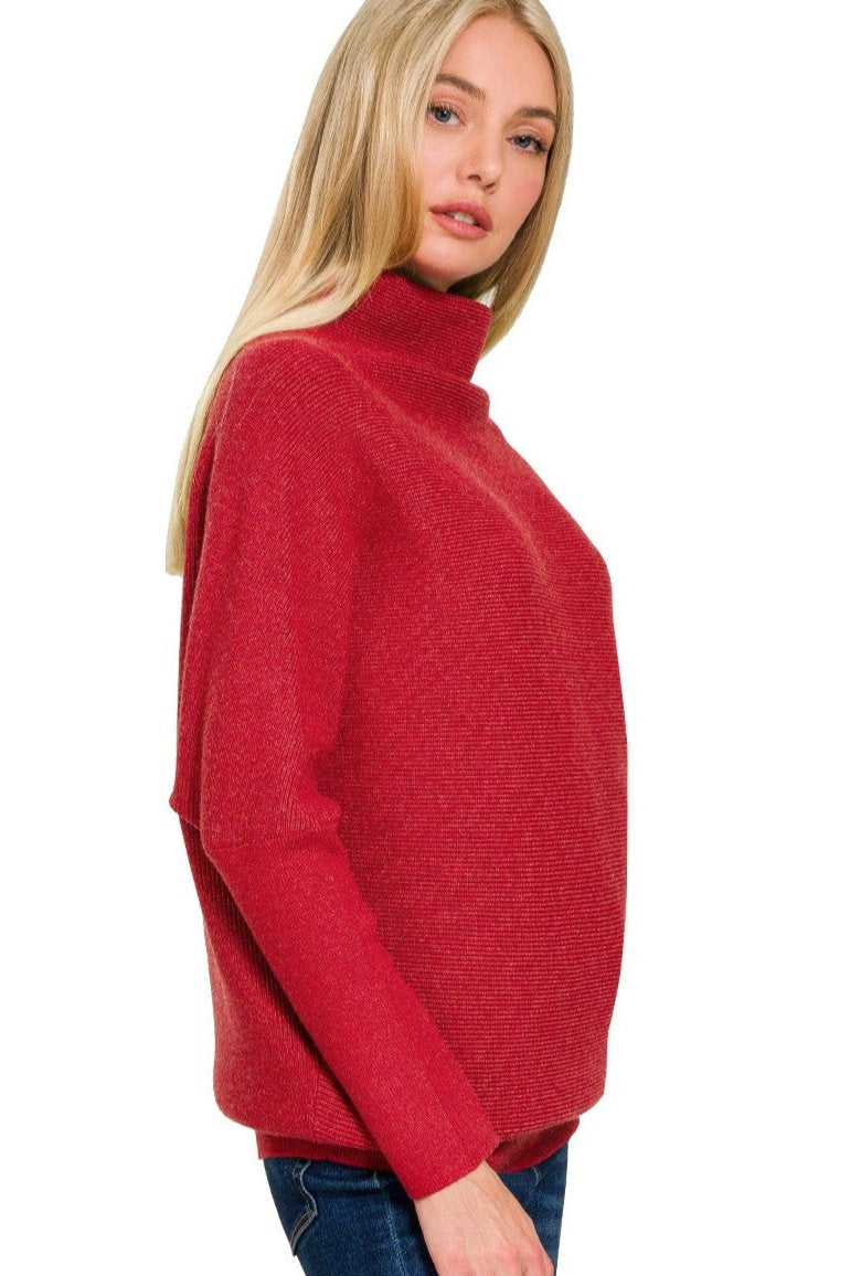 Zen Rib Dolman Sweater (Cranberry)