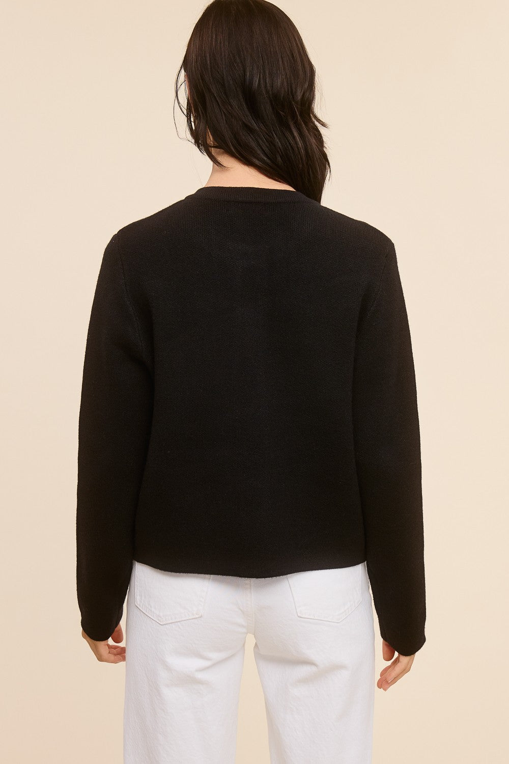 Jolie Cashmere Button Sweater Jacket (Black)