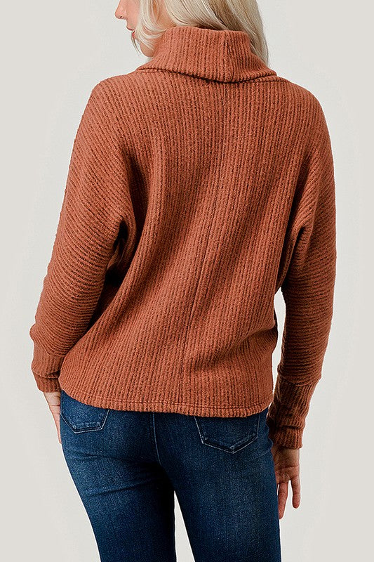 Natural Vibe Ribbed Dolman Sweater (Rust)
