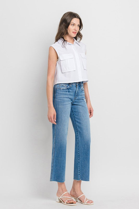 Flying Monkey Raw Hem Wide Leg Jean