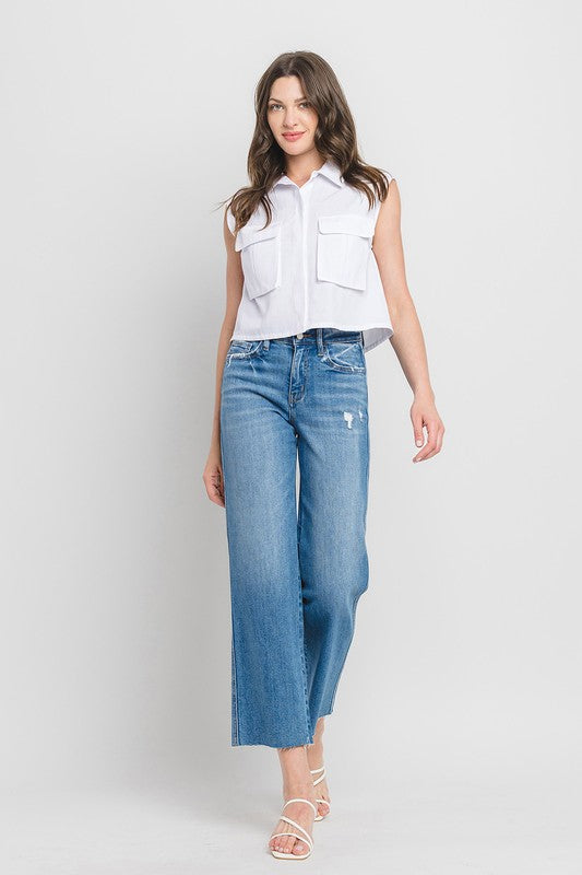 Flying Monkey Raw Hem Wide Leg Jean