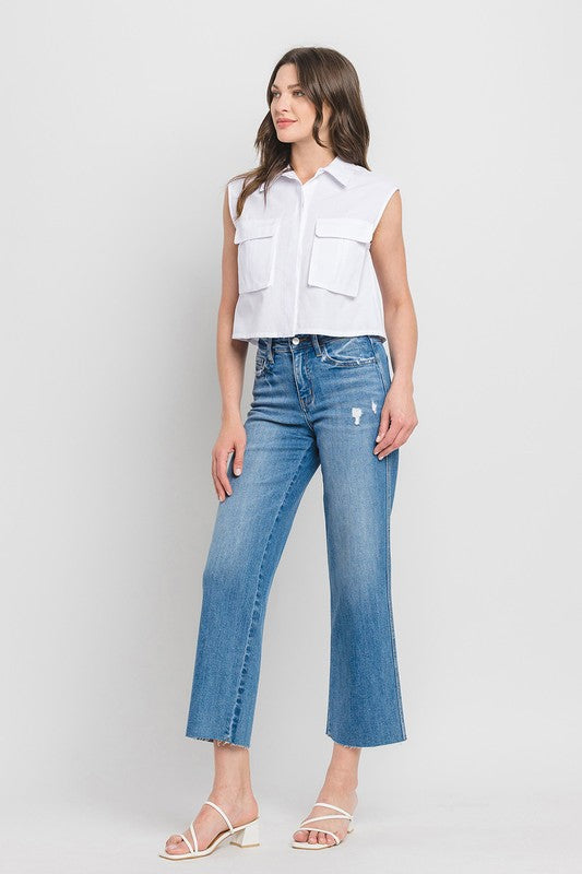 Flying Monkey Raw Hem Wide Leg Jean