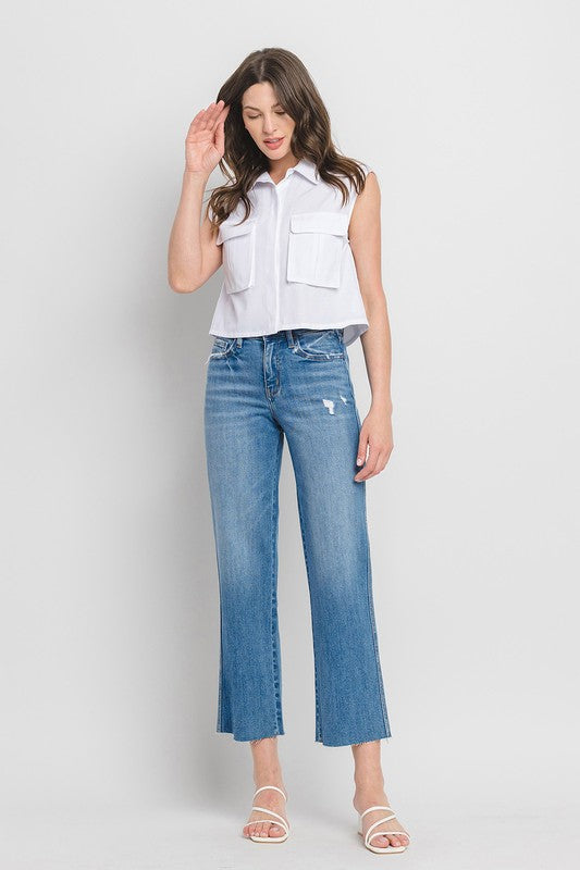 Flying Monkey Raw Hem Wide Leg Jean