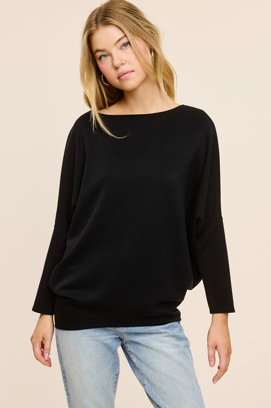 Jolie Scuba Slouch Top (Black)