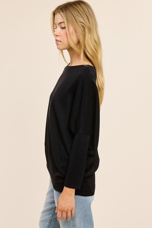 Jolie Scuba Slouch Top (Black)