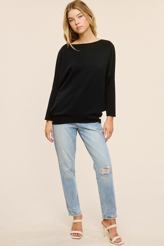 Jolie Scuba Slouch Top (Black)