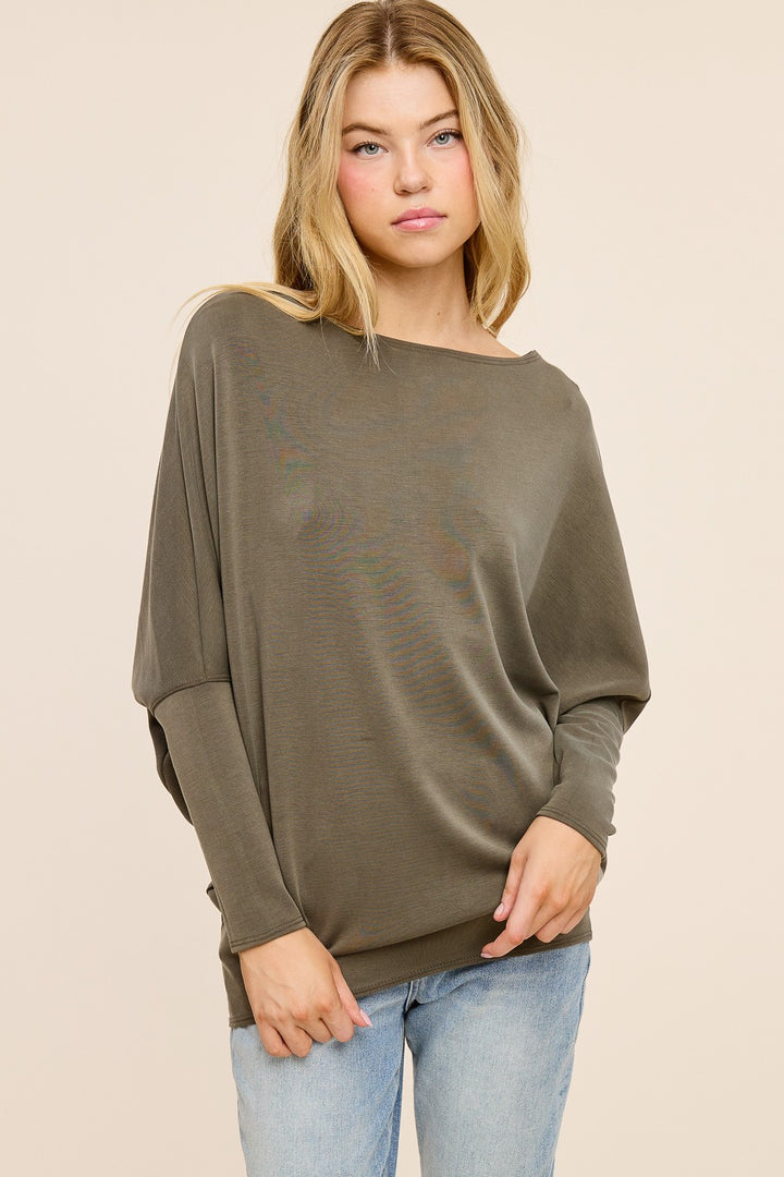 Jolie Scuba Slouch Top (Olive)
