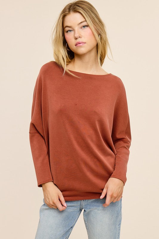 Jolie Scuba Slouch Top (Rust)