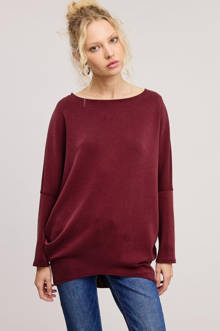 Jolie Scuba Slouch Top (Burgundy)