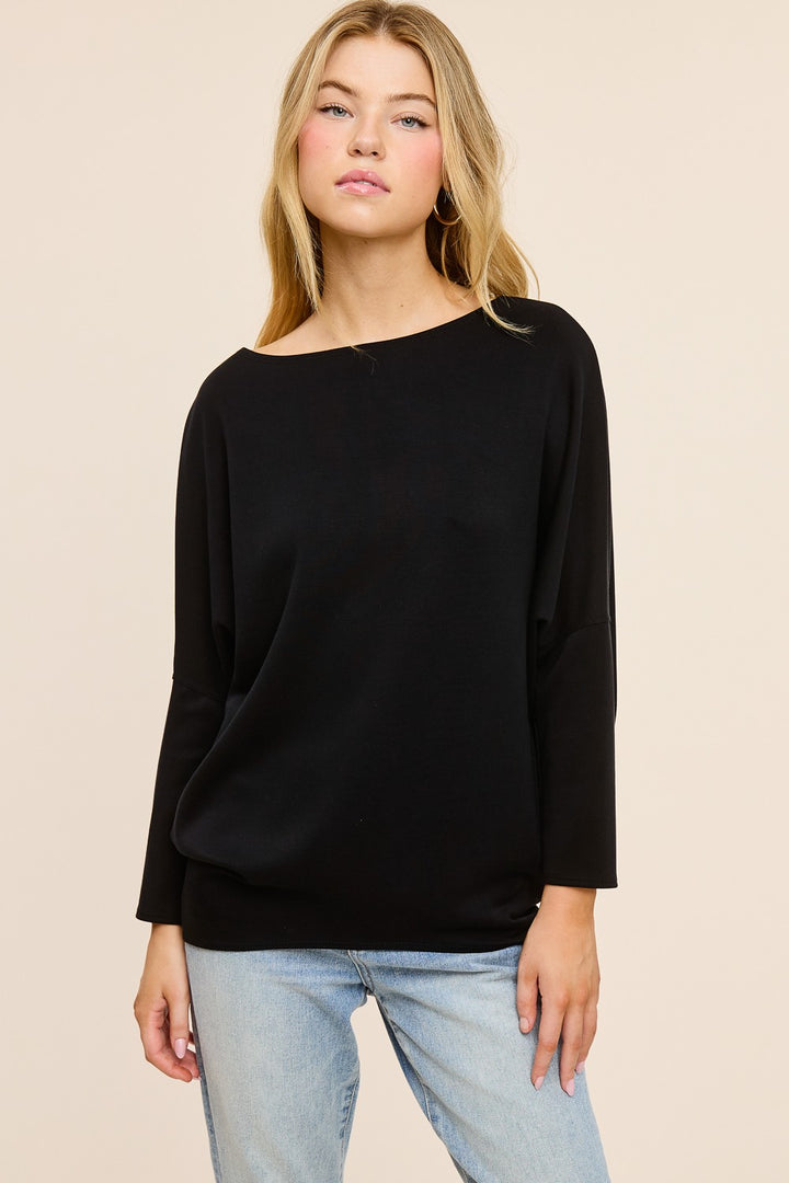 Jolie Scuba Slouch Top (Black)