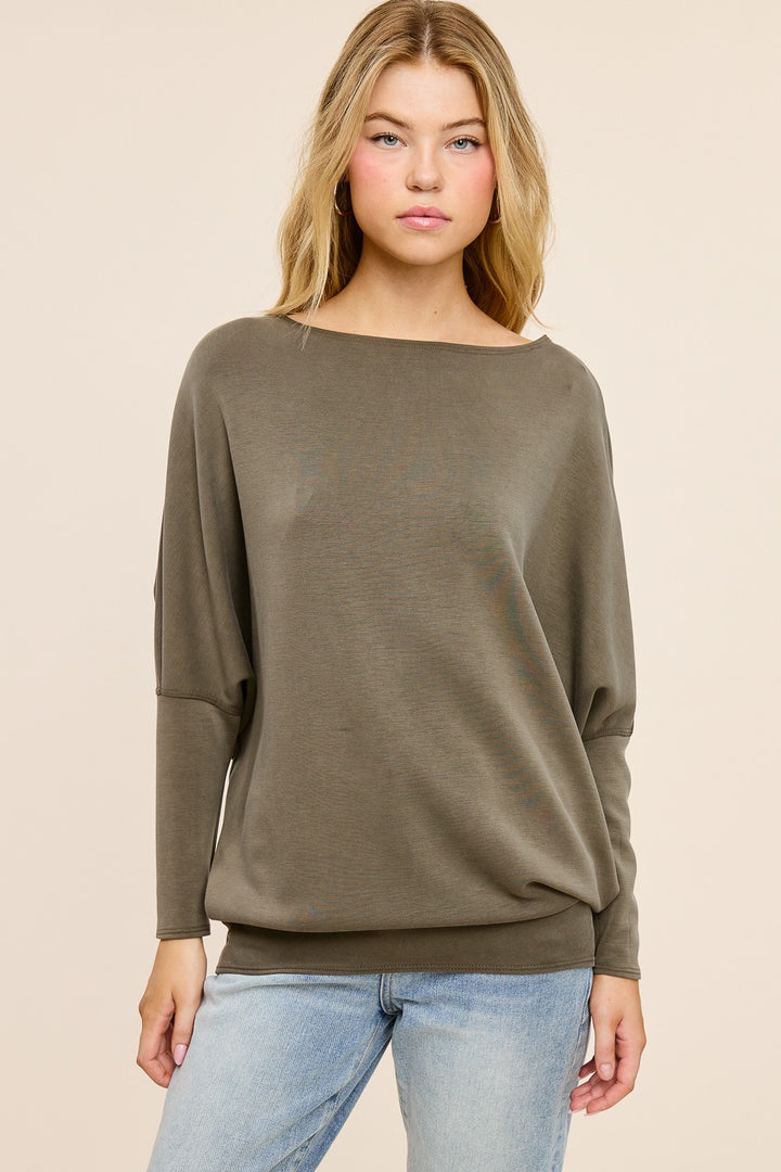 Jolie Scuba Slouch Top (Olive)