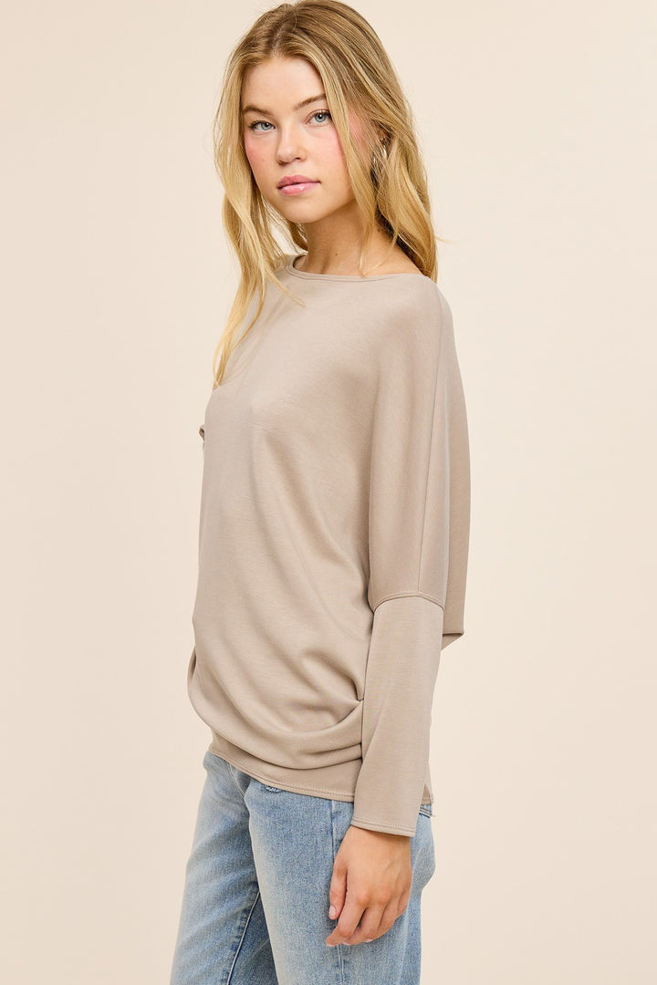 Jolie Scuba Slouch Top (Taupe)