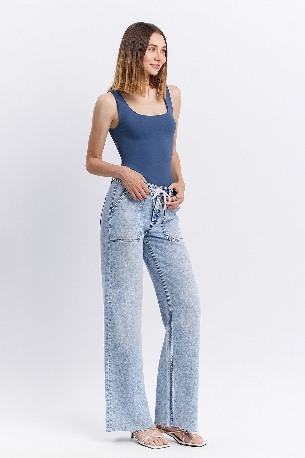 Flying Monkey Drawstring Wide Leg Jean