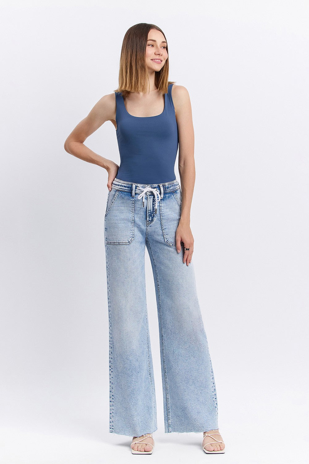Flying Monkey Drawstring Wide Leg Jean