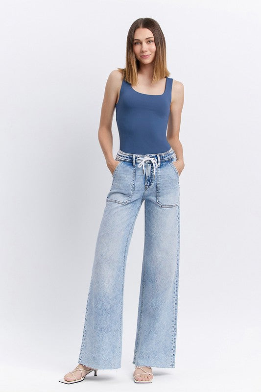 Flying Monkey Drawstring Wide Leg Jean