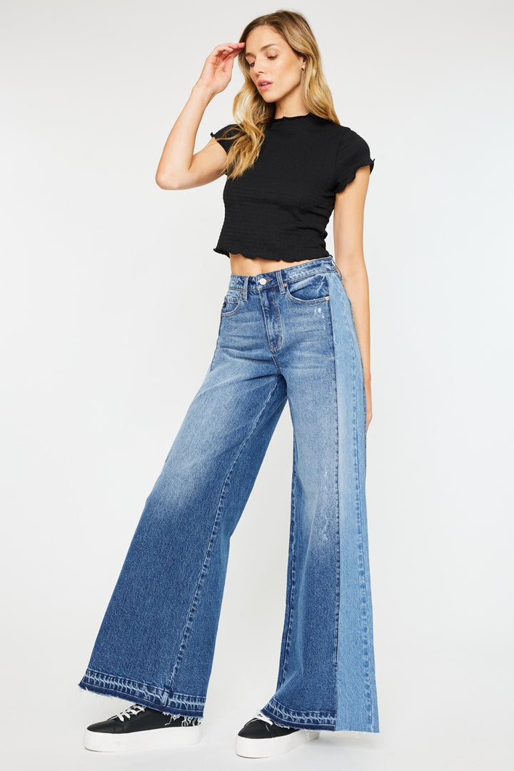 Kancan Two Tone Ultra Wide Leg Jean