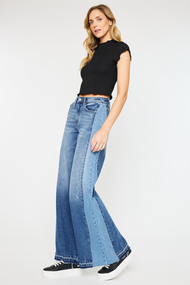 Kancan Two Tone Ultra Wide Leg Jean