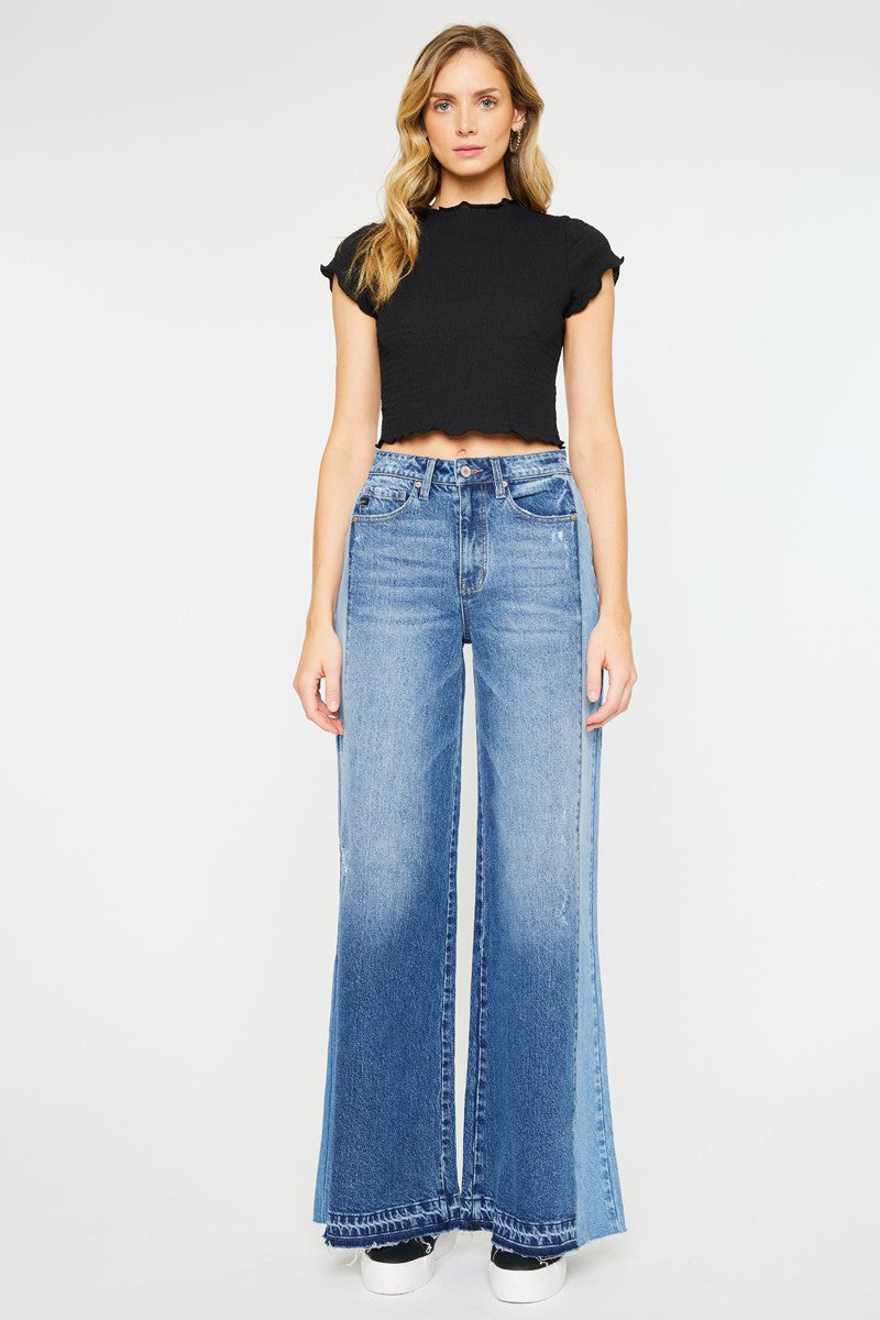 Kancan Two Tone Ultra Wide Leg Jean
