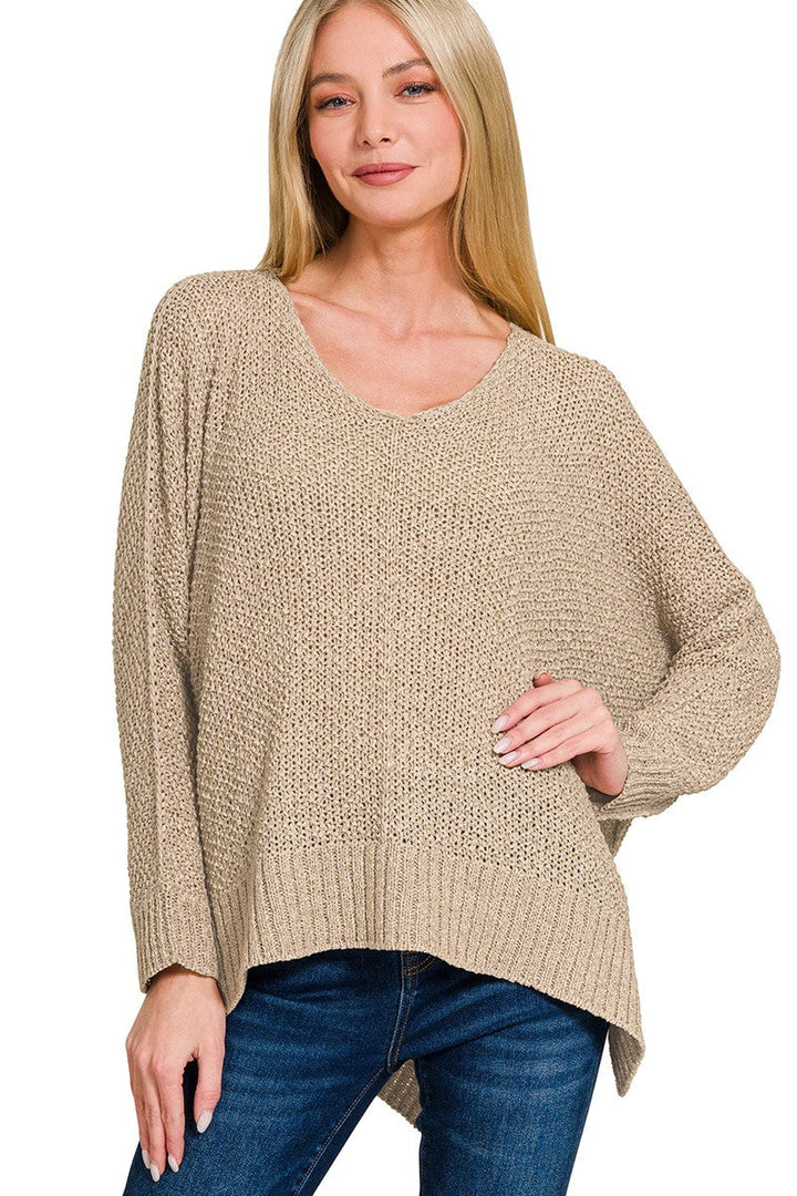 Zen Airy Knit Sweater (Light Mocha)
