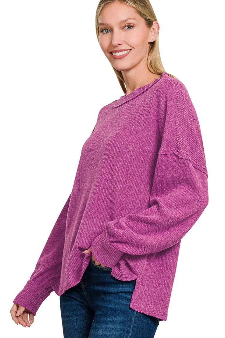 Zen Brushed Slouchy Sweater (Light Plum)