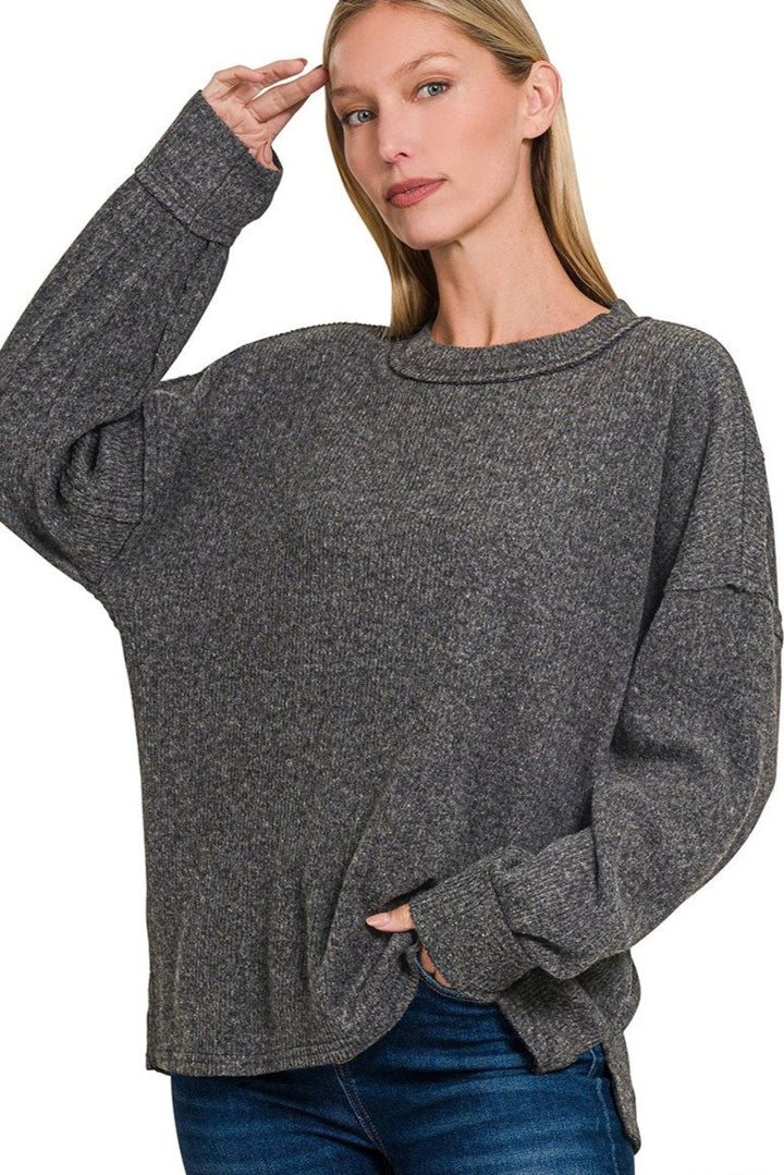 Zen Brushed Slouchy Sweater (Charcoal)