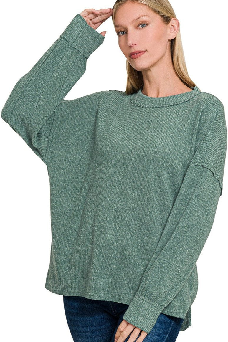 Zen Brushed Slouchy Sweater (Ash Jade)